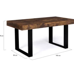 Table à manger 6 personnes bois effet vieilli et noir