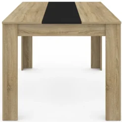 Table à manger 6 personnes imitation hêtre et noire