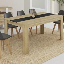 Table à manger 8 personnes hêtre et noire