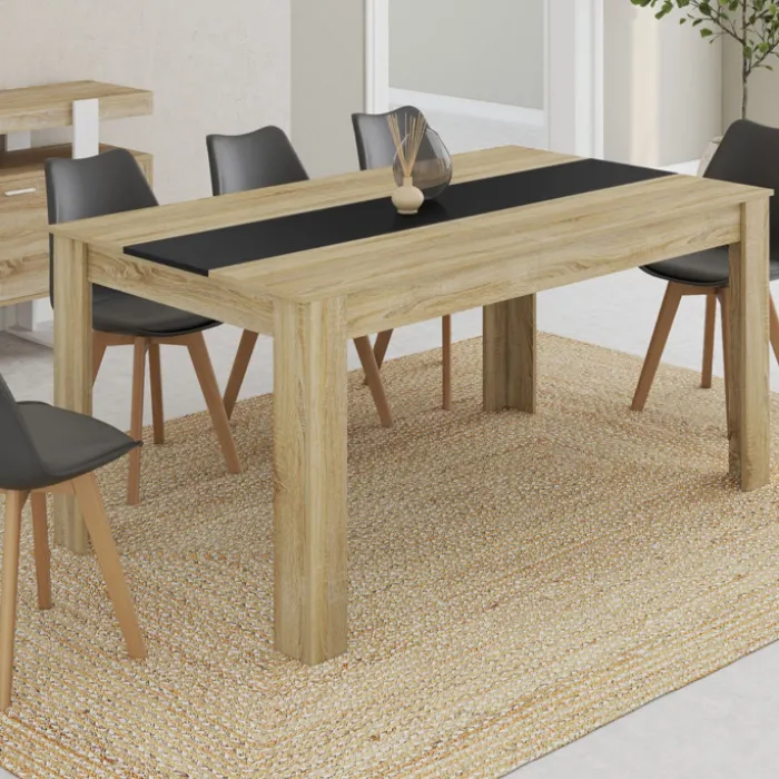 Table à manger 8 personnes hêtre et noire