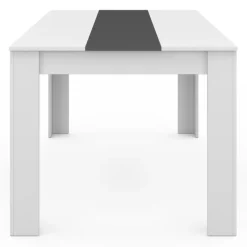 Table à manger blanche et grise 140 cm avec 6 chaises grises