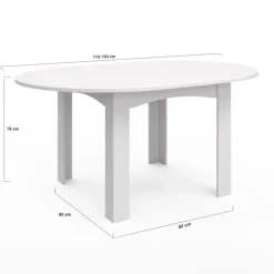 Table à manger blanche extensible ronde pour 4-8 personnes