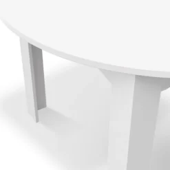 Table à manger blanche extensible ronde pour 4-8 personnes