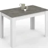 Table à manger blanche rectangle plateau effet béton 4 personnes