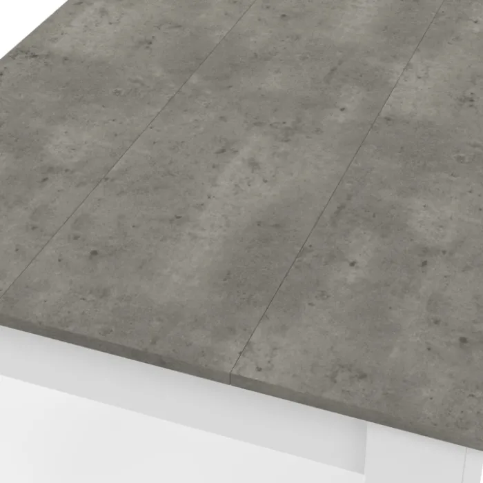 Table à manger blanche rectangle plateau effet béton 4 personnes