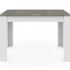 Table à manger blanche rectangle plateau effet béton 4 personnes