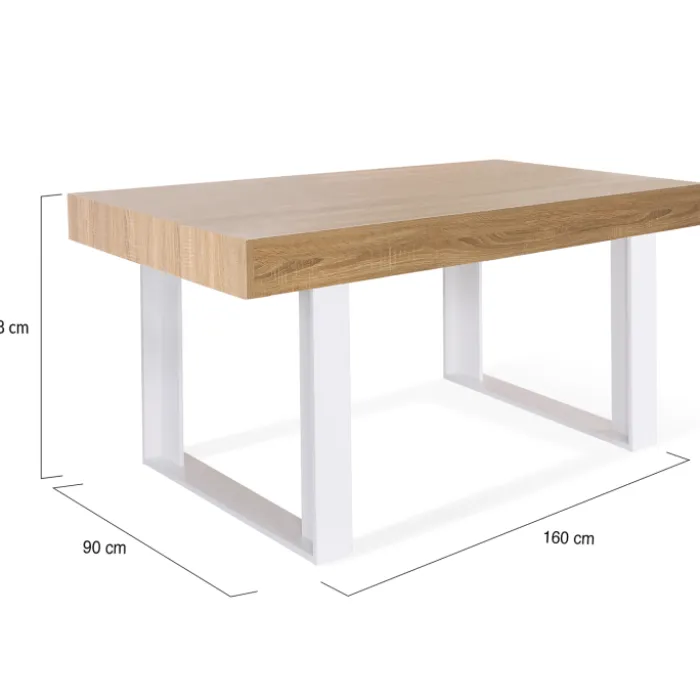 Table à manger bois 6 personnes pieds blancs
