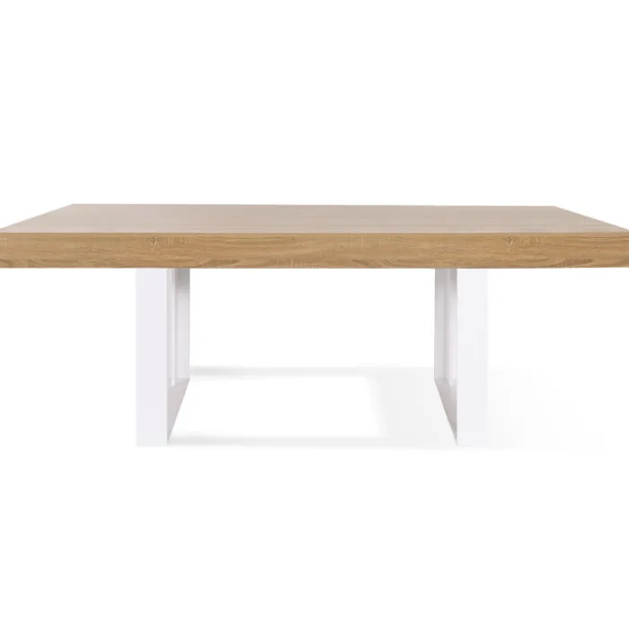 Table à manger bois 10 personnes pieds blancs