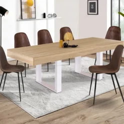 Table à manger bois 10 personnes pieds blancs