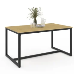 Table à manger bois et métal noir 150 cm