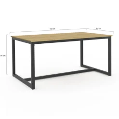 Table à manger bois et métal noir 150 cm