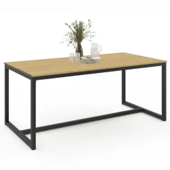 Table à manger bois et métal noir 180 cm