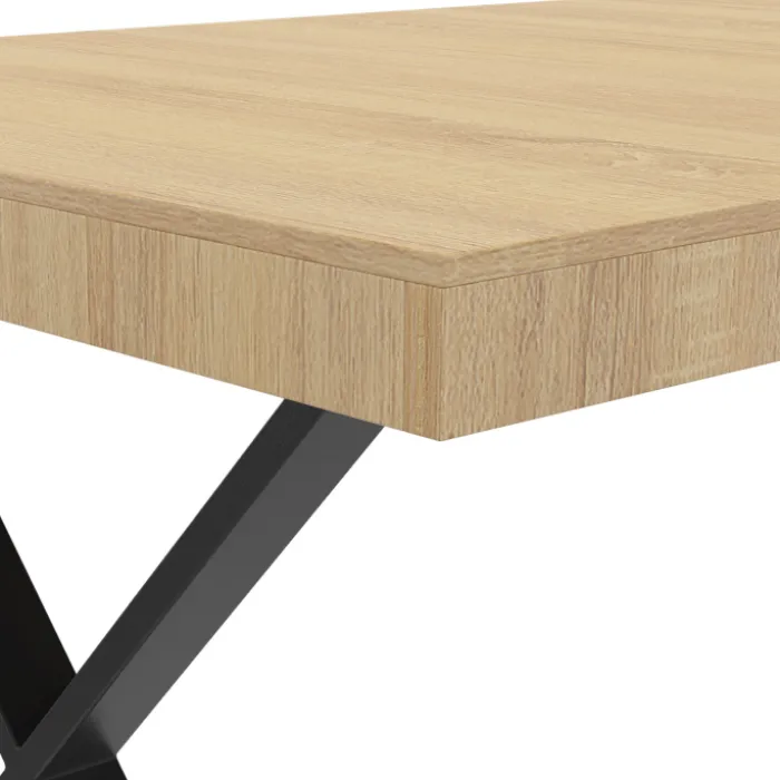 Table à manger bois et métal noir 160 cm