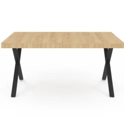 Table à manger bois et métal noir 160 cm