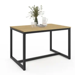 Table à manger bois et métal noir 120 cm