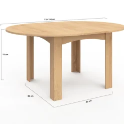 Table à manger bois extensible ronde pour 4-8 personnes