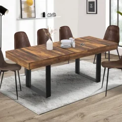 Table à manger bois foncé extensible 4-8 personnes 160-200 cm