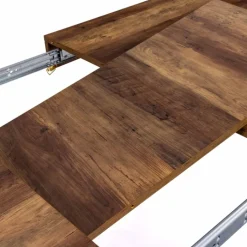 Table à manger bois foncé extensible 6-10 personnes avec pied épingle