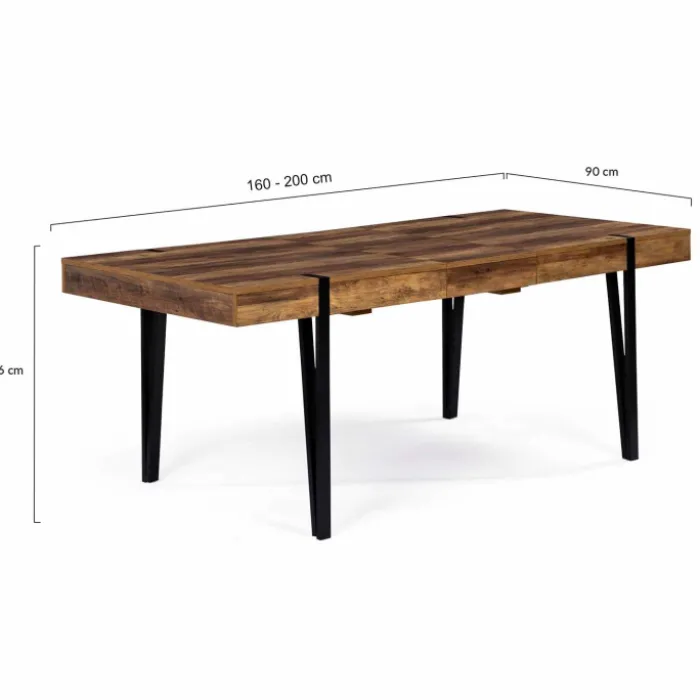 Table à manger bois foncé extensible 6-10 personnes avec pied épingle