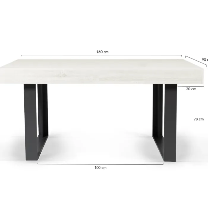 Table à manger bois gris 160 cm