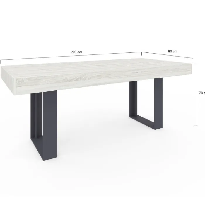 Table à manger bois gris 200 cm