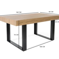 Table à manger bois imitation hêtre 6 personnes