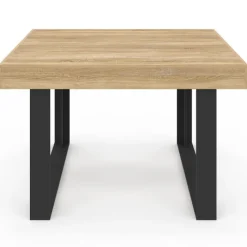 Table à manger carrée 6 personnes bois et noir