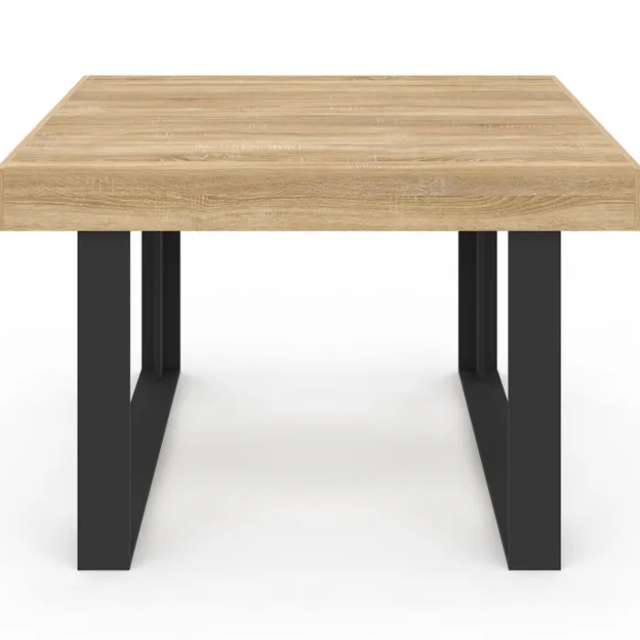 Table à manger carrée 6 personnes bois et noir