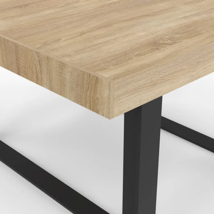 Table à manger carrée 6 personnes bois et noir