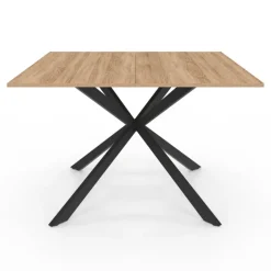 Table à manger carrée bois et noir pour 8 personnes