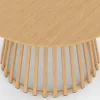 Table à manger de jardin ronde 120 cm 6 personnes avec pied lattes en métal effet bois