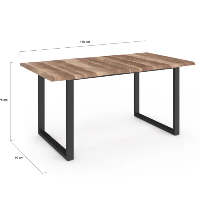 Table à manger effet bois brut 6 personnes