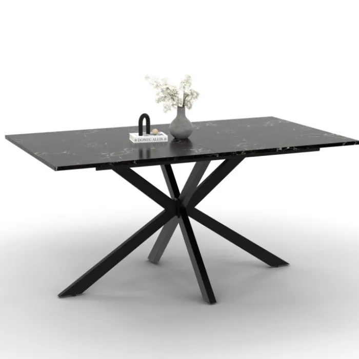 Table à manger effet marbre noir
