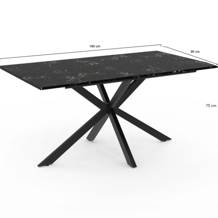 Table à manger effet marbre noir