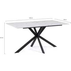 Table à manger effet marbre blanc