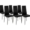 Table à manger en bois imitation hêtre et noir 140 cm et 6 chaises noires