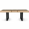 Table à manger extensible 4-8 personnes bois et bande centrale noire