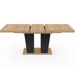 Table à manger extensible avec pied central bois et noir