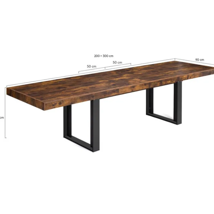 Table à manger extensible rectangle bois et noir