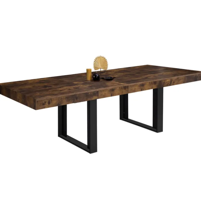 Table à manger extensible rectangle bois et noir