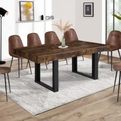 Table à manger extensible rectangle bois et noir