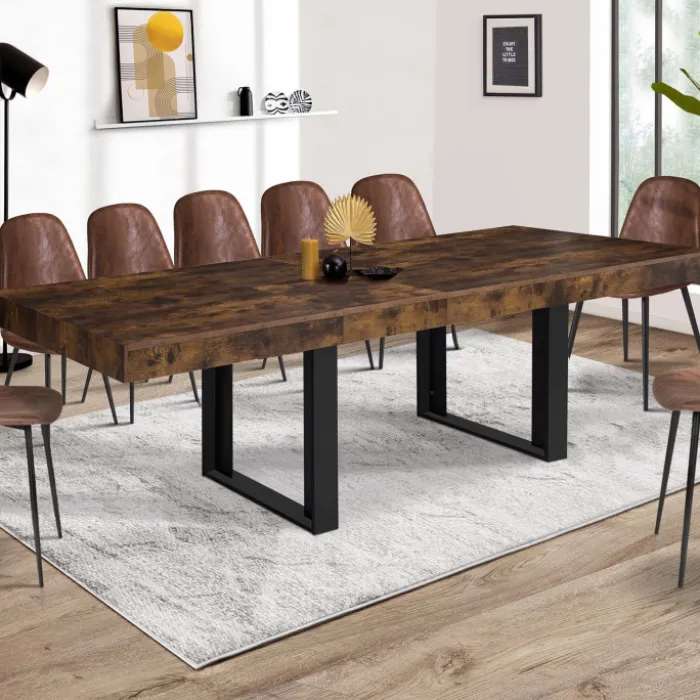 Table à manger extensible rectangle bois et noir