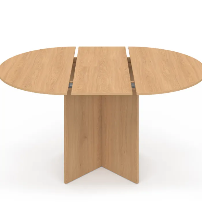 Table à manger extensible ovale 4-8 personnes bois façon hêtre 110-150 cm