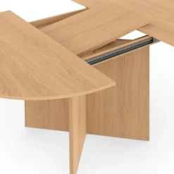 Table à manger extensible ovale 4-8 personnes bois façon hêtre 110-150 cm