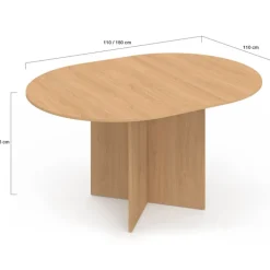 Table à manger extensible ovale 4-8 personnes bois façon hêtre 110-150 cm