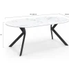 Table à manger extensible ronde 4-10 personnes pied araignée noir plateau effet marbre blanc 110-200 cm