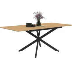 Table à manger extensible bois et noir 6-10 personnes 160-200 cm