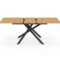 Table à manger extensible bois et noir 6-10 personnes 160-200 cm