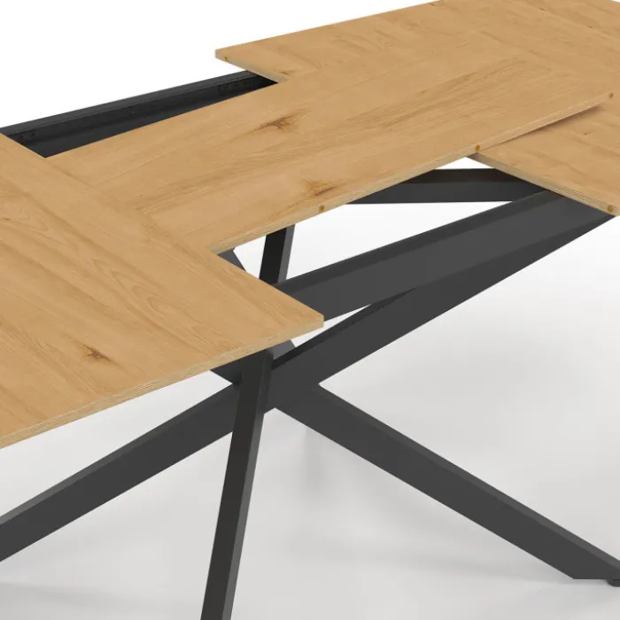 Table à manger extensible bois et noir 6-10 personnes 160-200 cm
