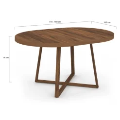 Table à manger extensible ronde 4-8 personnes noyer 110-150 cm